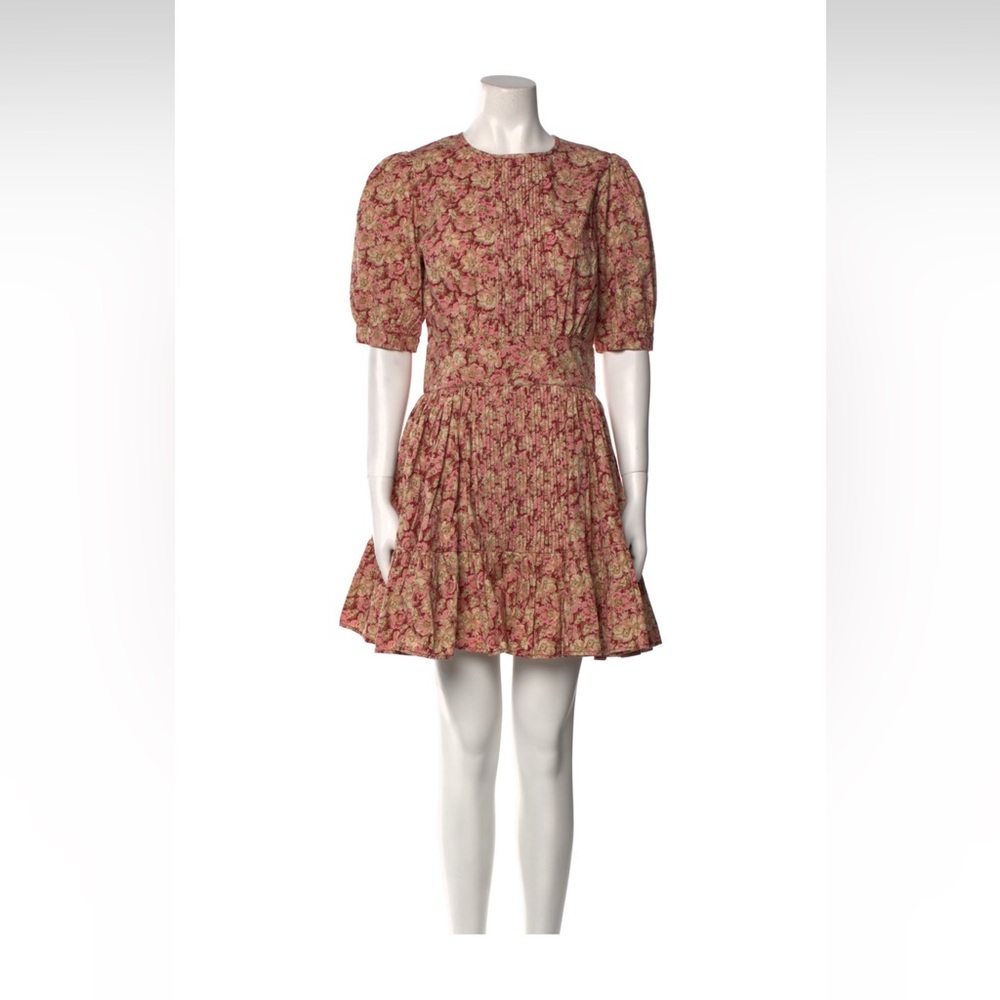 ByTimo Pink A-line Sundress with Puff Sleeves and Mock Neck